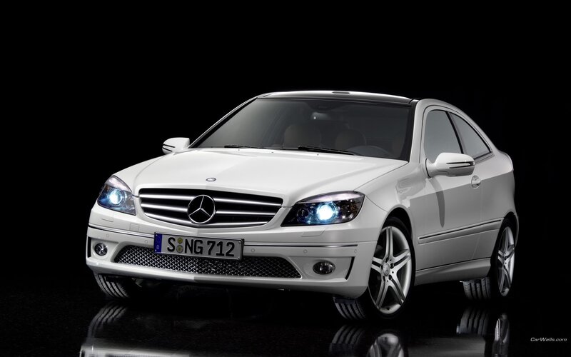 White Mercedes-benz Coupe — Dramatic, Photograph, Car, Headlights, License Plate