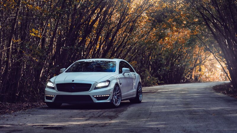 White Mercedes-benz Coupe — Serene, Autumn