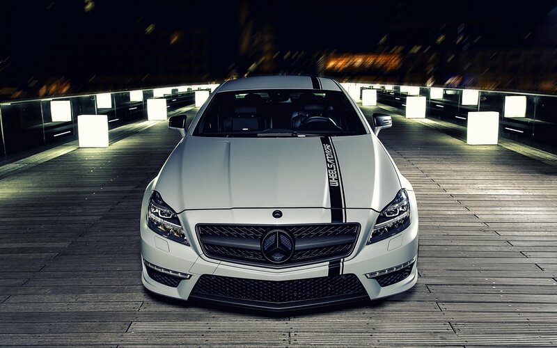 White Mercedes-benz Coupe — Wooden Deck
