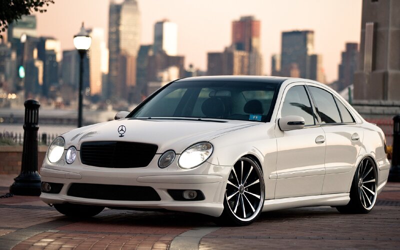 White Mercedes-Benz E-Class sedan