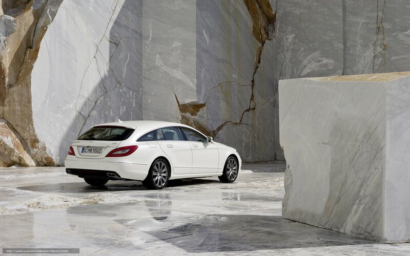 White Mercedes-Benz in marble quarry