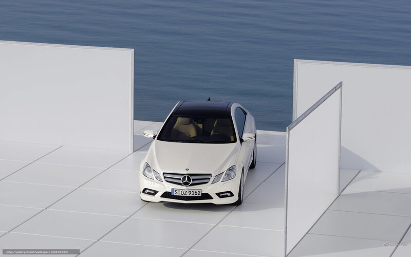 White Mercedes-Benz on a platform
