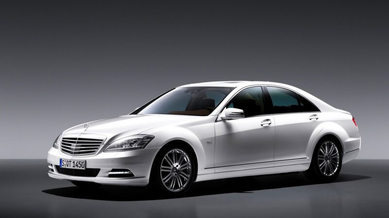 white mercedes-benz s-class