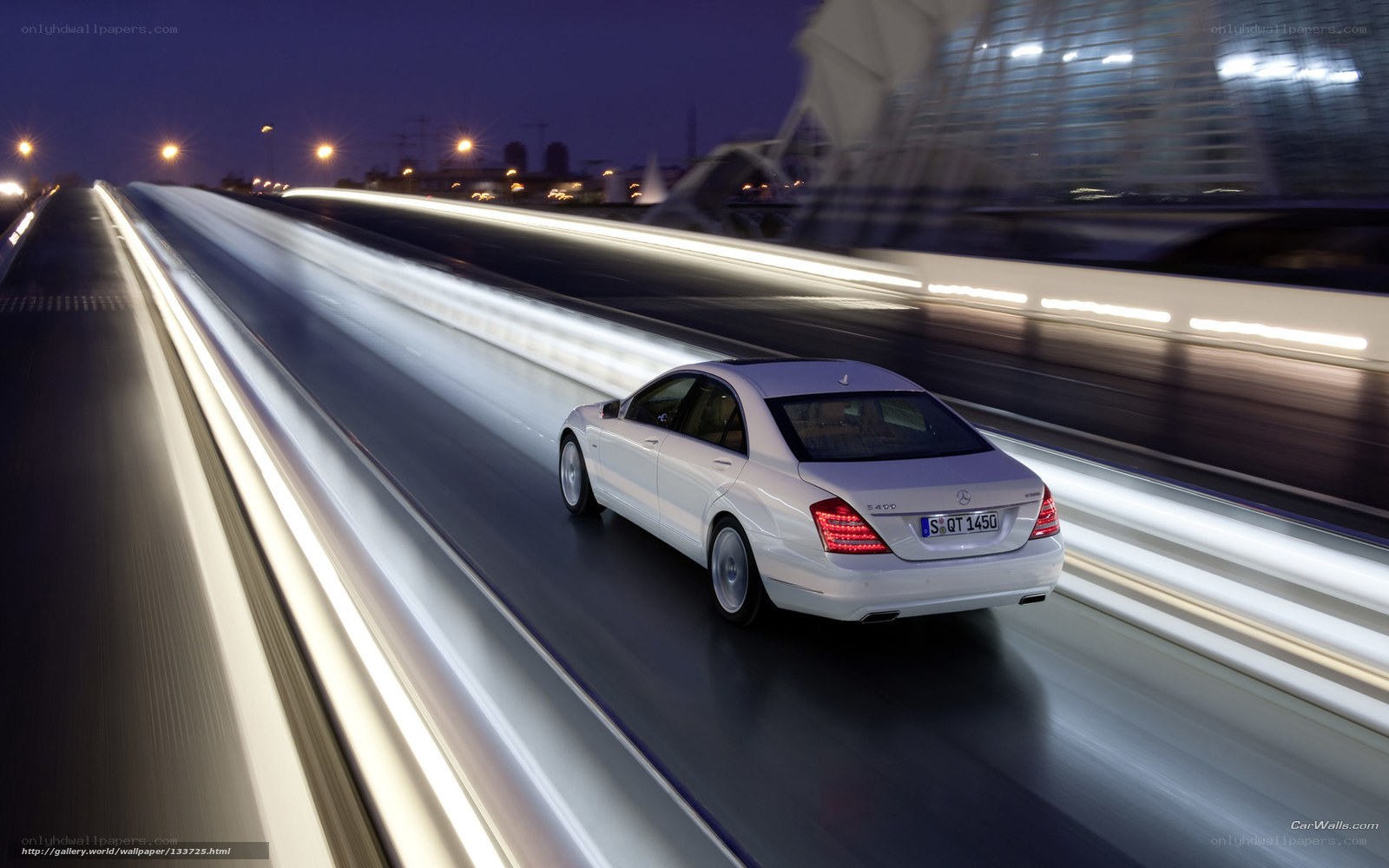 White Mercedes-Benz S-Class at night