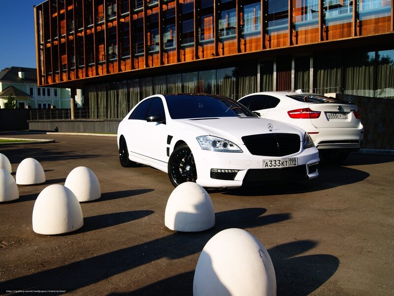White Mercedes-benz Sedan — Dramatic, Afternoon, Photograph, Car, Building