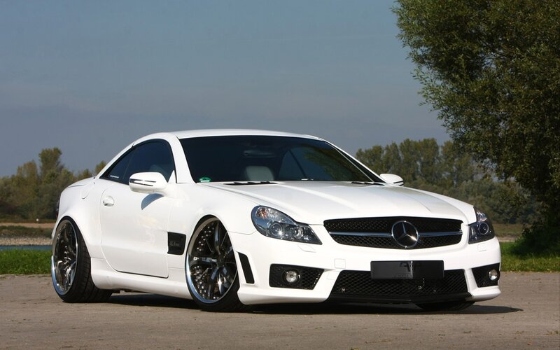 white mercedes-benz sl55 amg