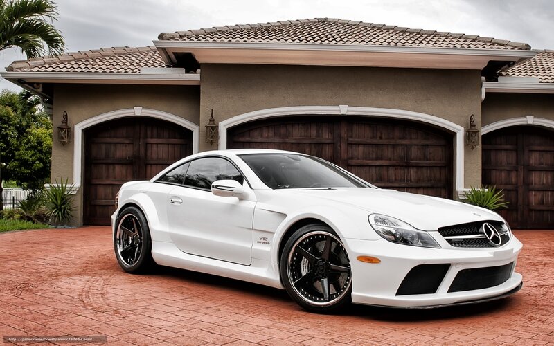 white mercedes-benz sl55 amg