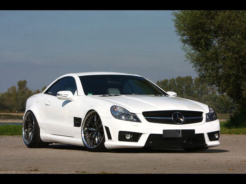 white mercedes-benz sl55 amg