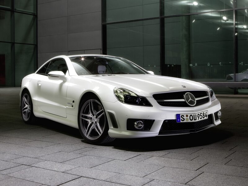 white mercedes-benz sl63 amg