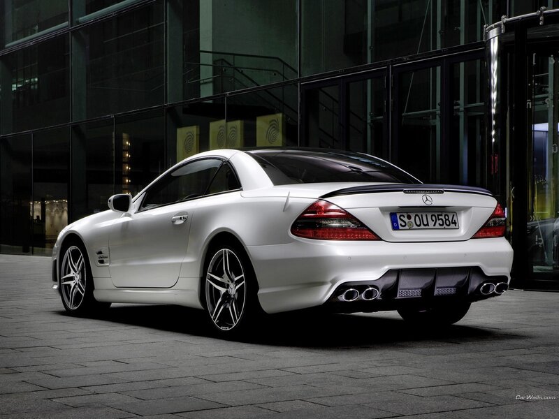 white mercedes-benz sl63 amg