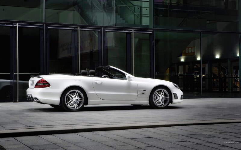 white mercedes-benz sl63 amg