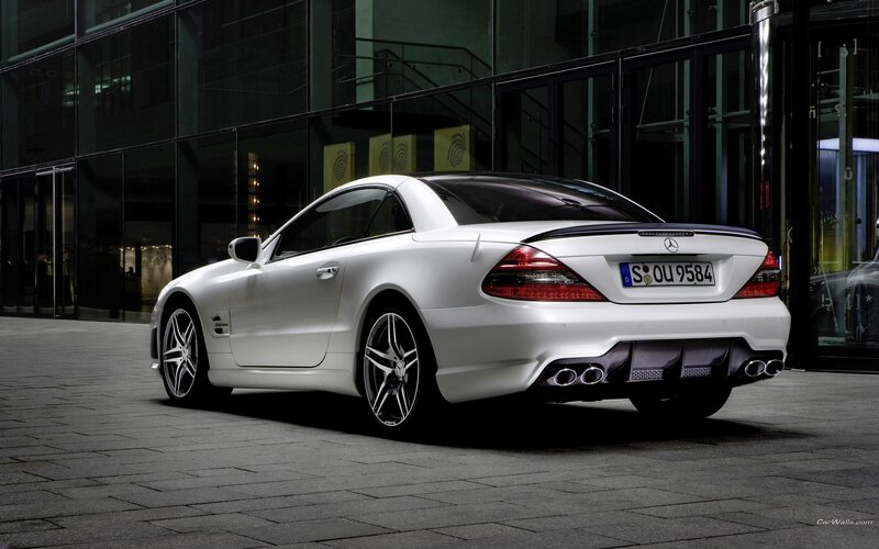 white mercedes-benz sl63 amg