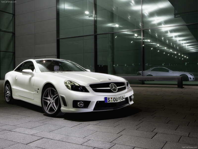 White Mercedes-Benz SLK — Dramatic, Night, Photograph