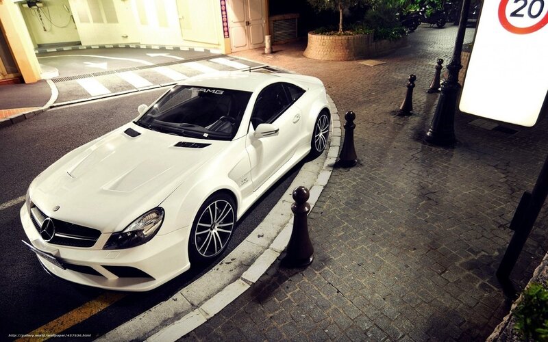 White Mercedes-Benz SLK parked at night