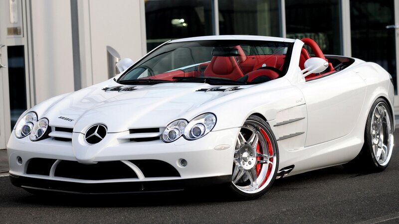 white mercedes-benz slr roadster
