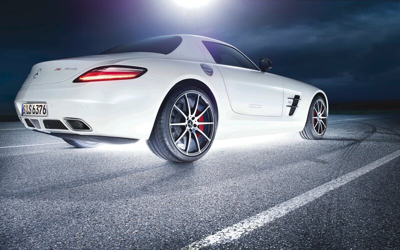 White Mercedes-Benz SLS AMG