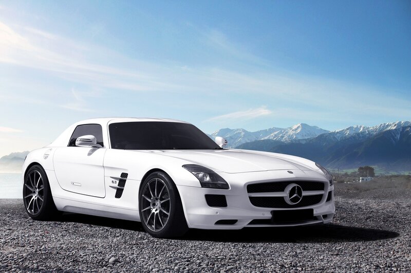 White Mercedes-Benz SLS AMG