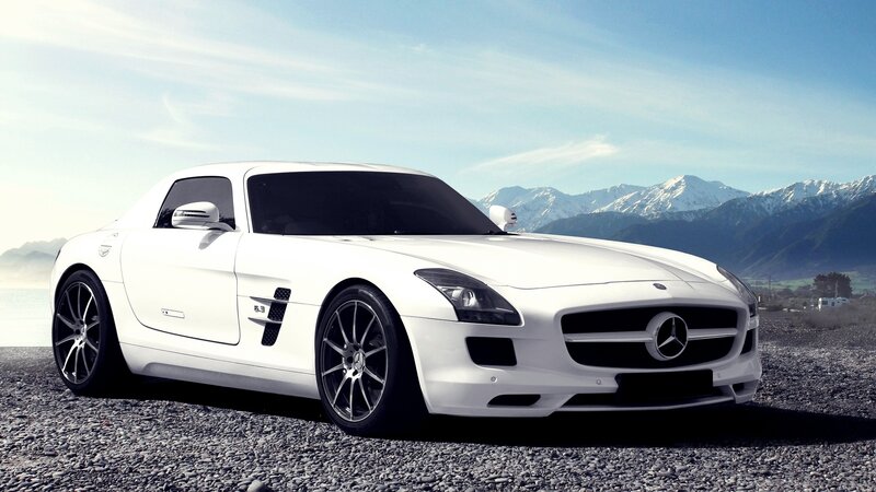 White Mercedes-Benz SLS AMG