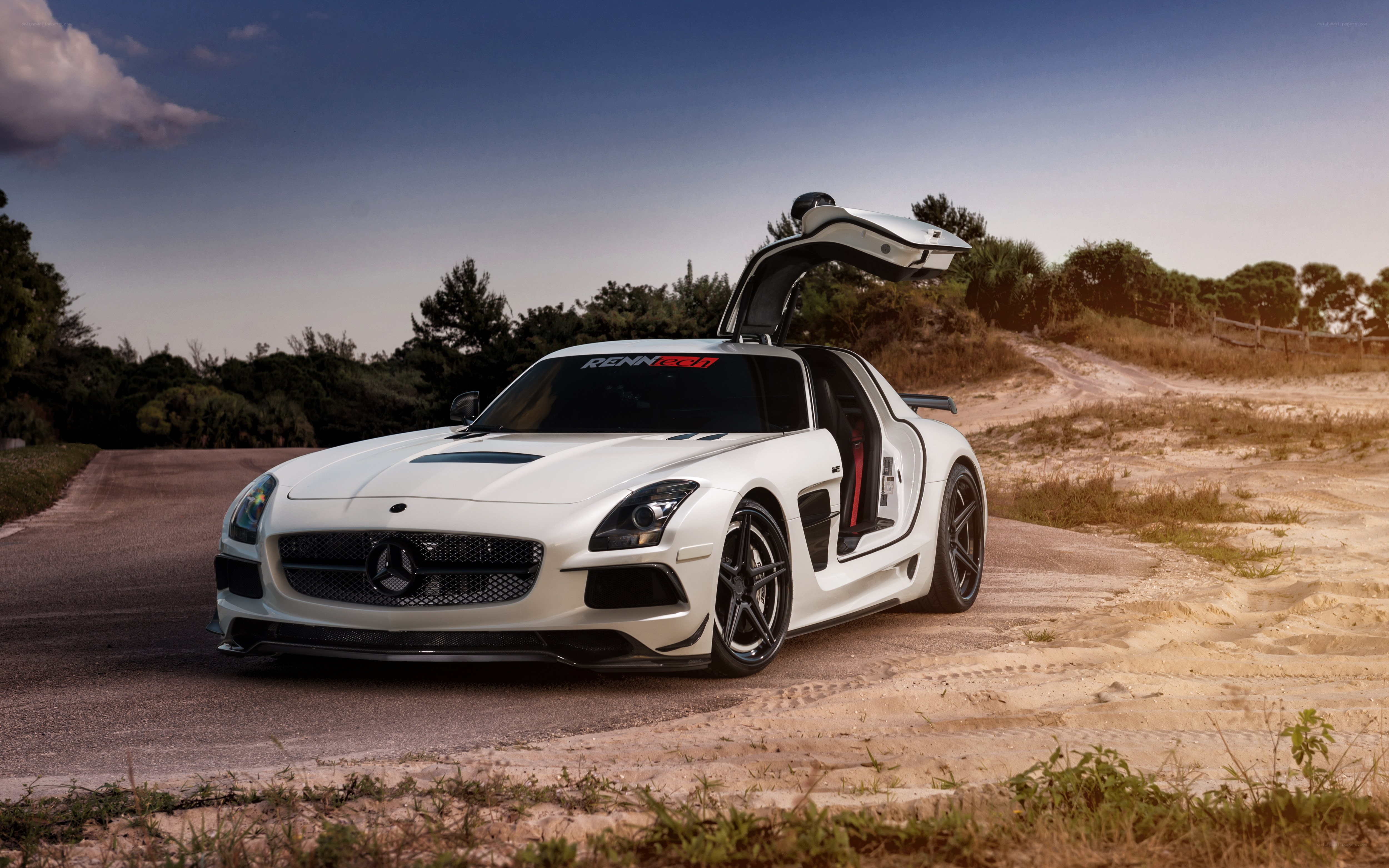 White Mercedes-Benz SLS AMG