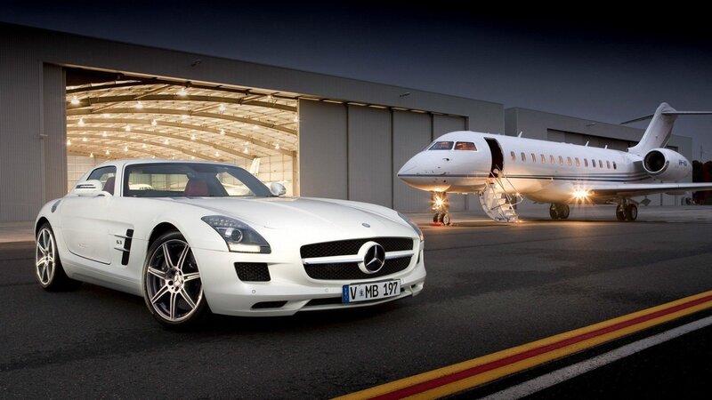 White Mercedes-benz Sls Amg — Dramatic, Night