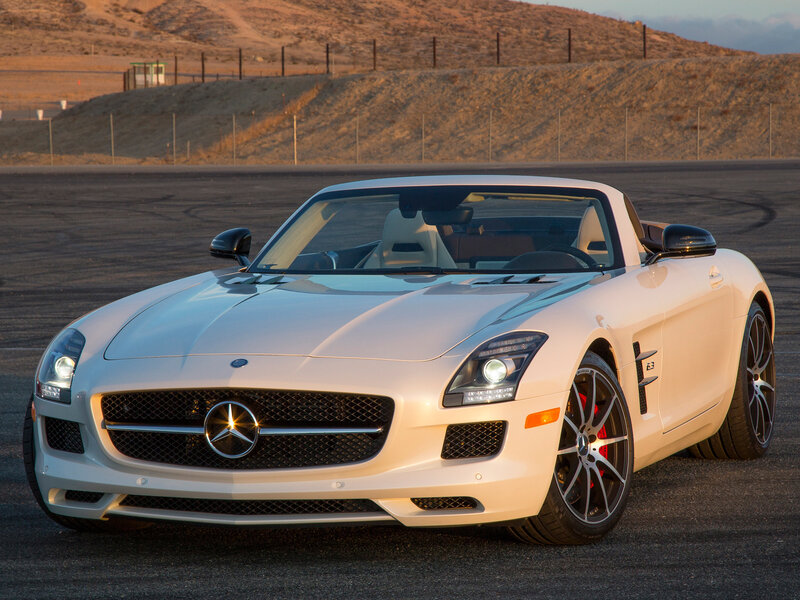 White Mercedes-benz Sls Amg — Dramatic, Sunset