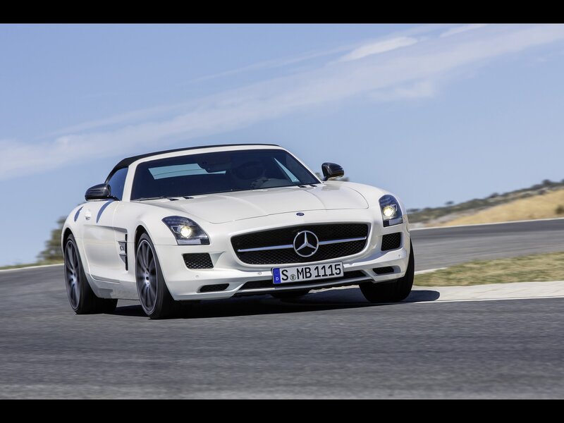 White Mercedes-Benz SLS AMG on track