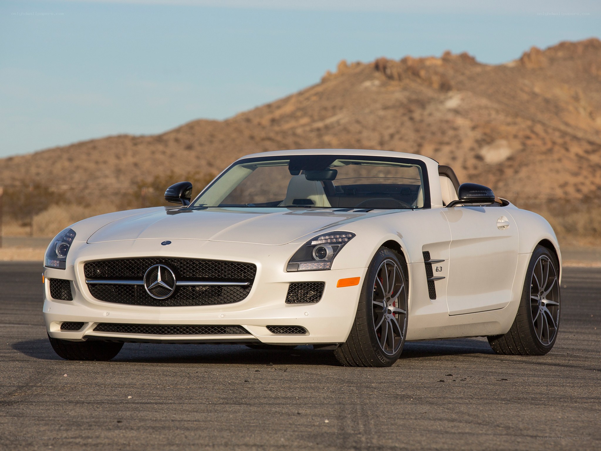 White Mercedes-Benz SLS AMG Roadster