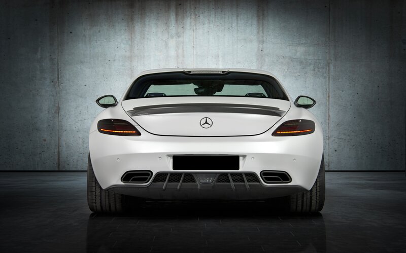 White Mercedes-benz Sports Car — Dramatic, Photograph, Concrete Wall