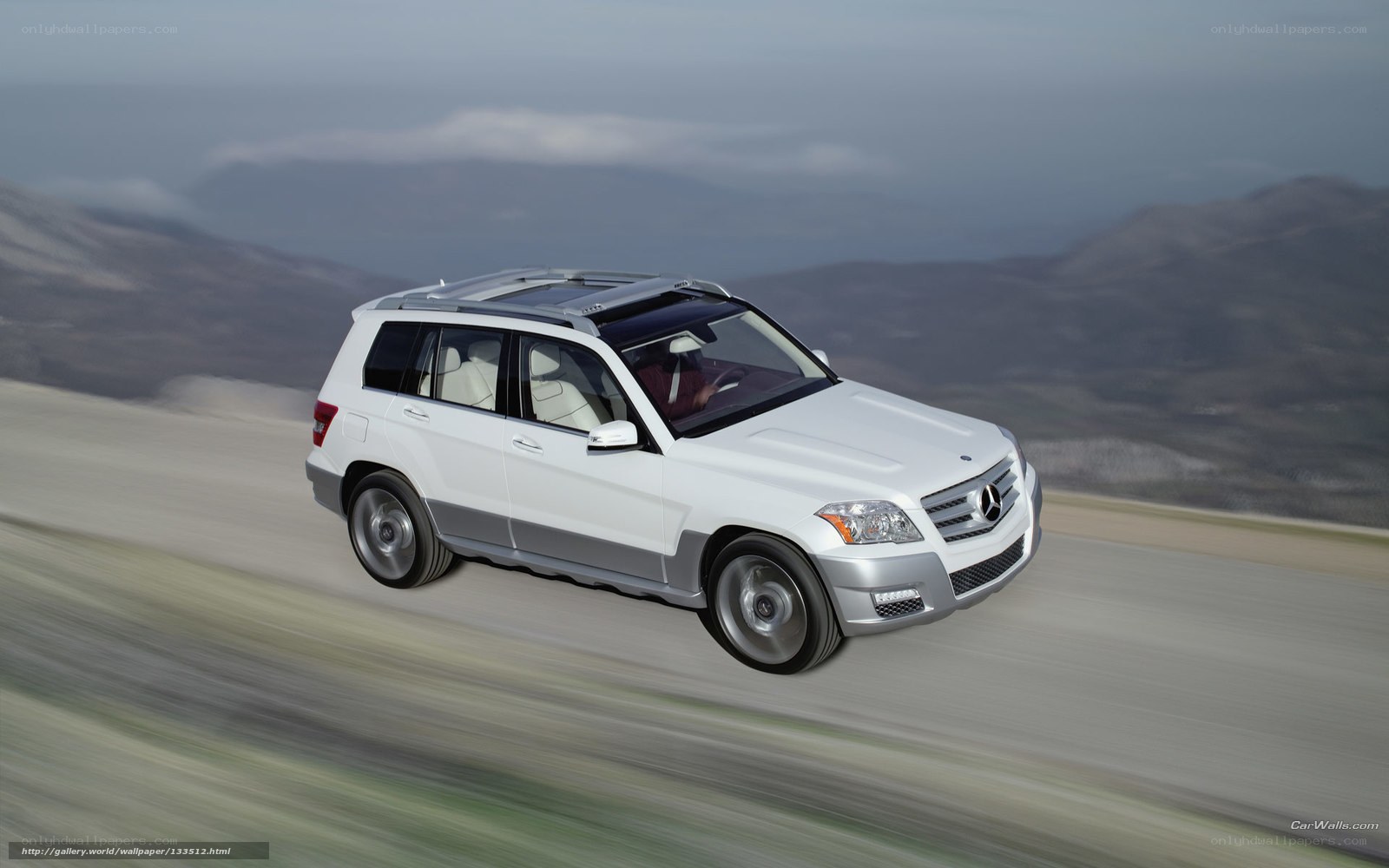 White Mercedes-Benz SUV on mountain road