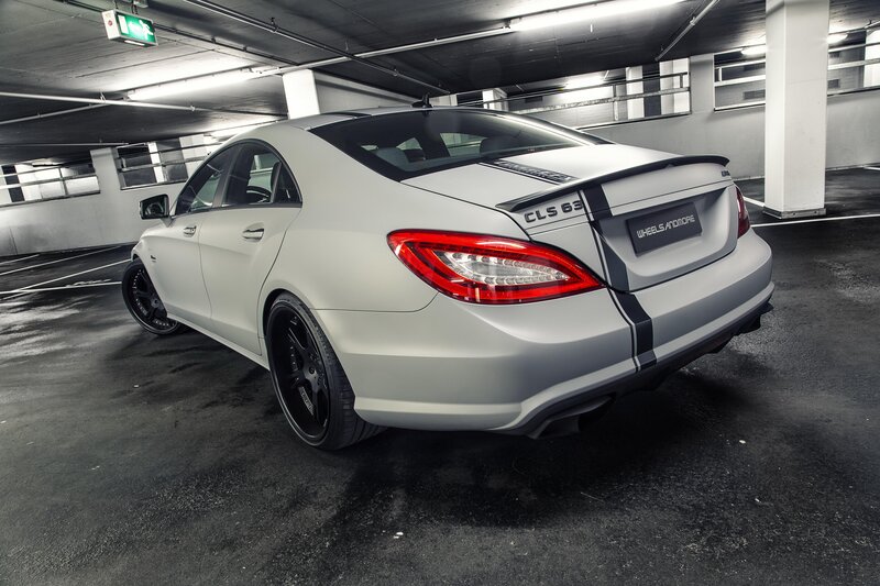 white mercedes cls 63 in parking garage