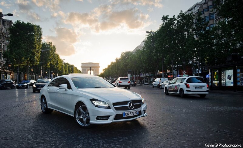 White Mercedes on Paris street