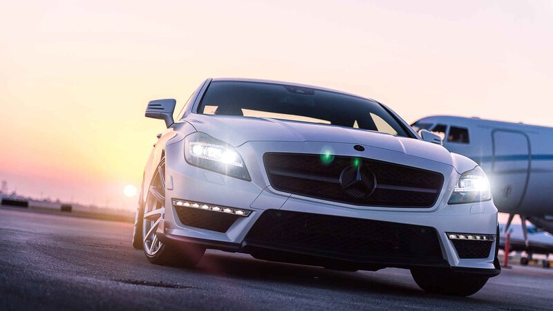 white mercedes on tarmac