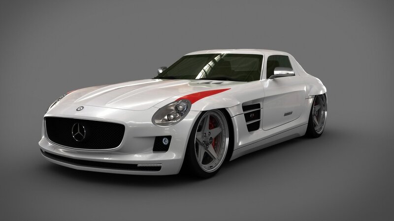 white mercedes sports car