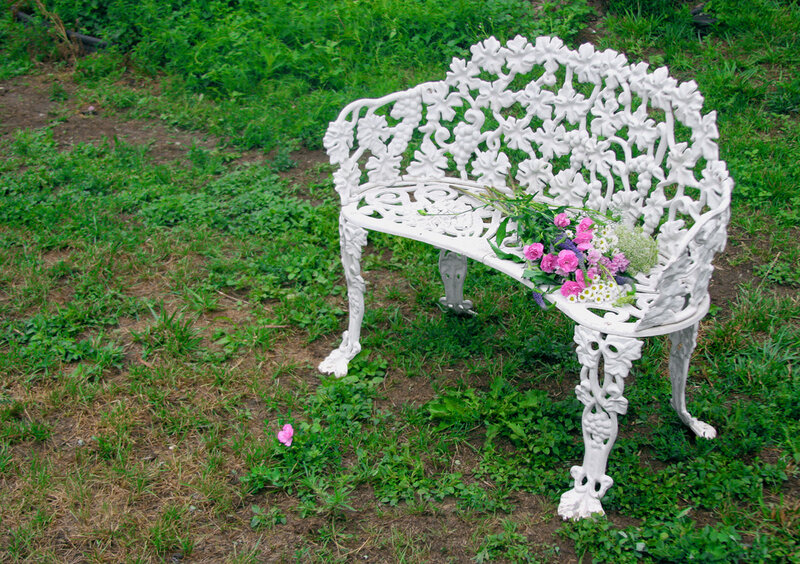 White Metal Bench