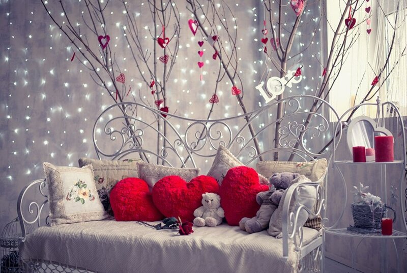 White Metal Bench with Pillows