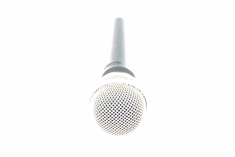 white microphone on white background