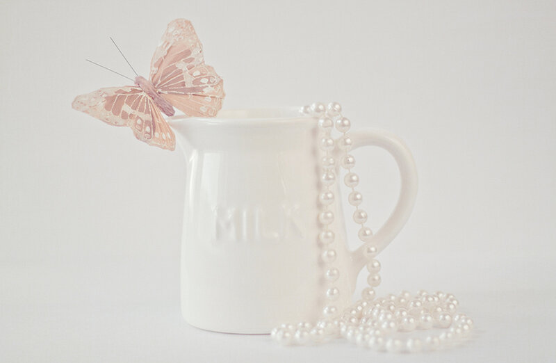 White Milk Jug with Butterfly