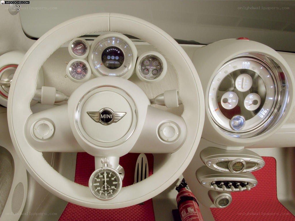 White MINI car interior