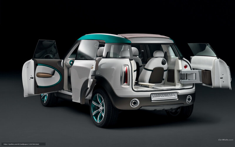White Mini Concept Car — Dramatic, Photograph, Car Door