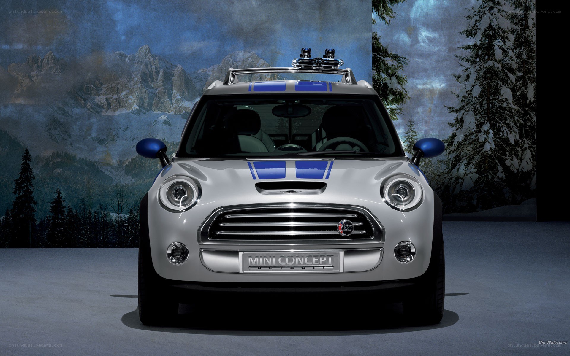 White MINI Concept car in snow