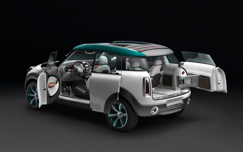 White Mini Concept Car — Silver, Dramatic, Photograph