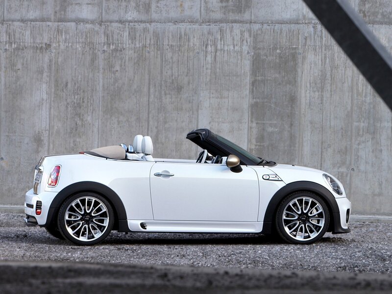 white mini convertible car