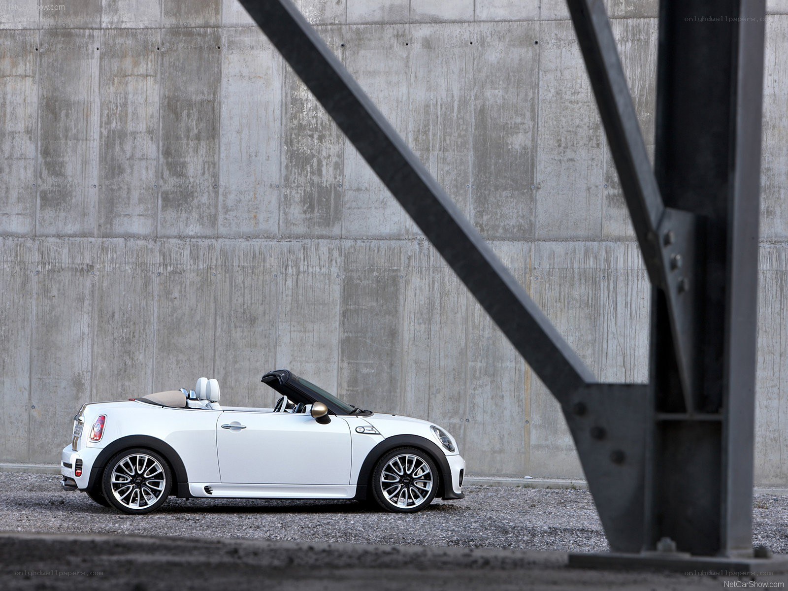 White MINI Convertible parked