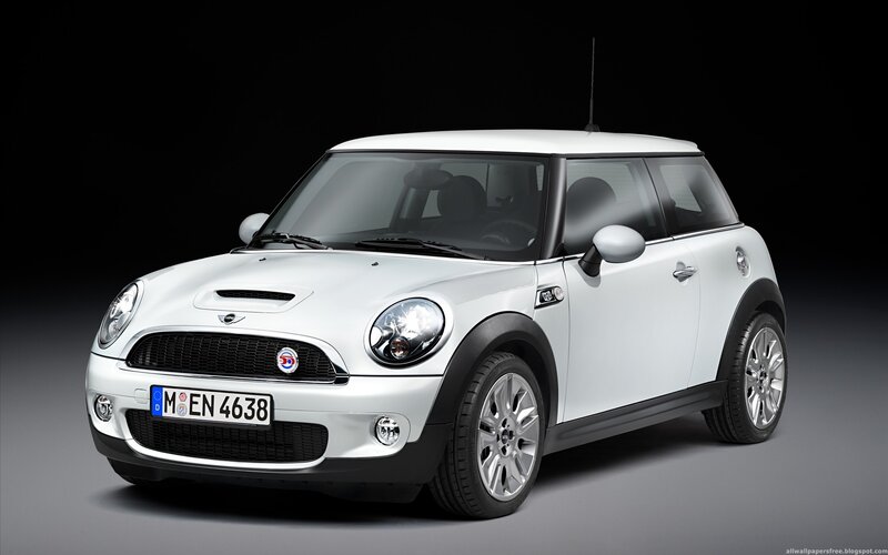 white mini cooper car