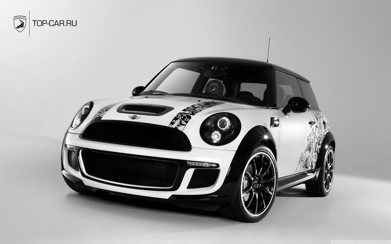 White Mini Cooper Car — Neutral, Photograph, Graffiti, Antenna