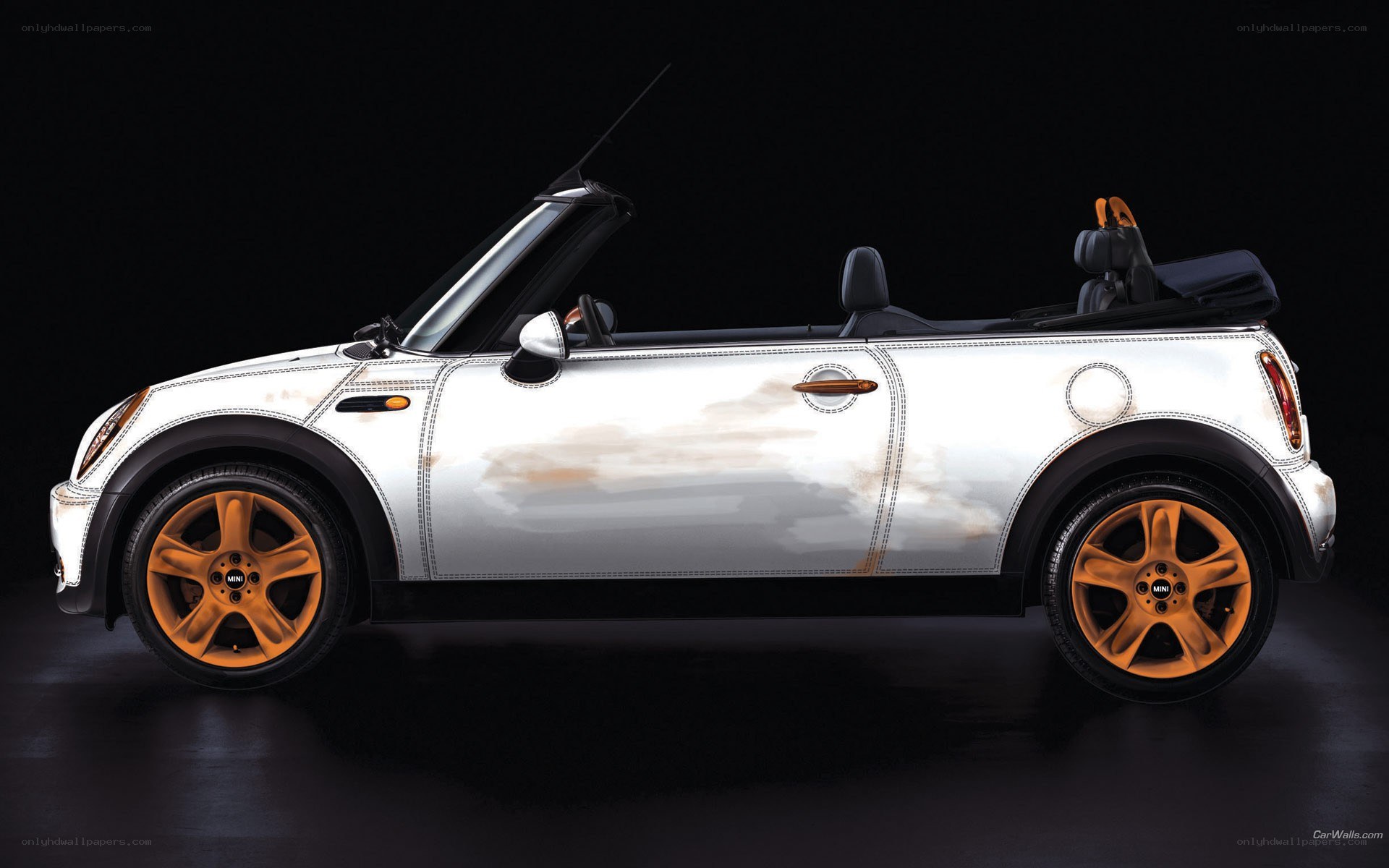 white mini cooper convertible