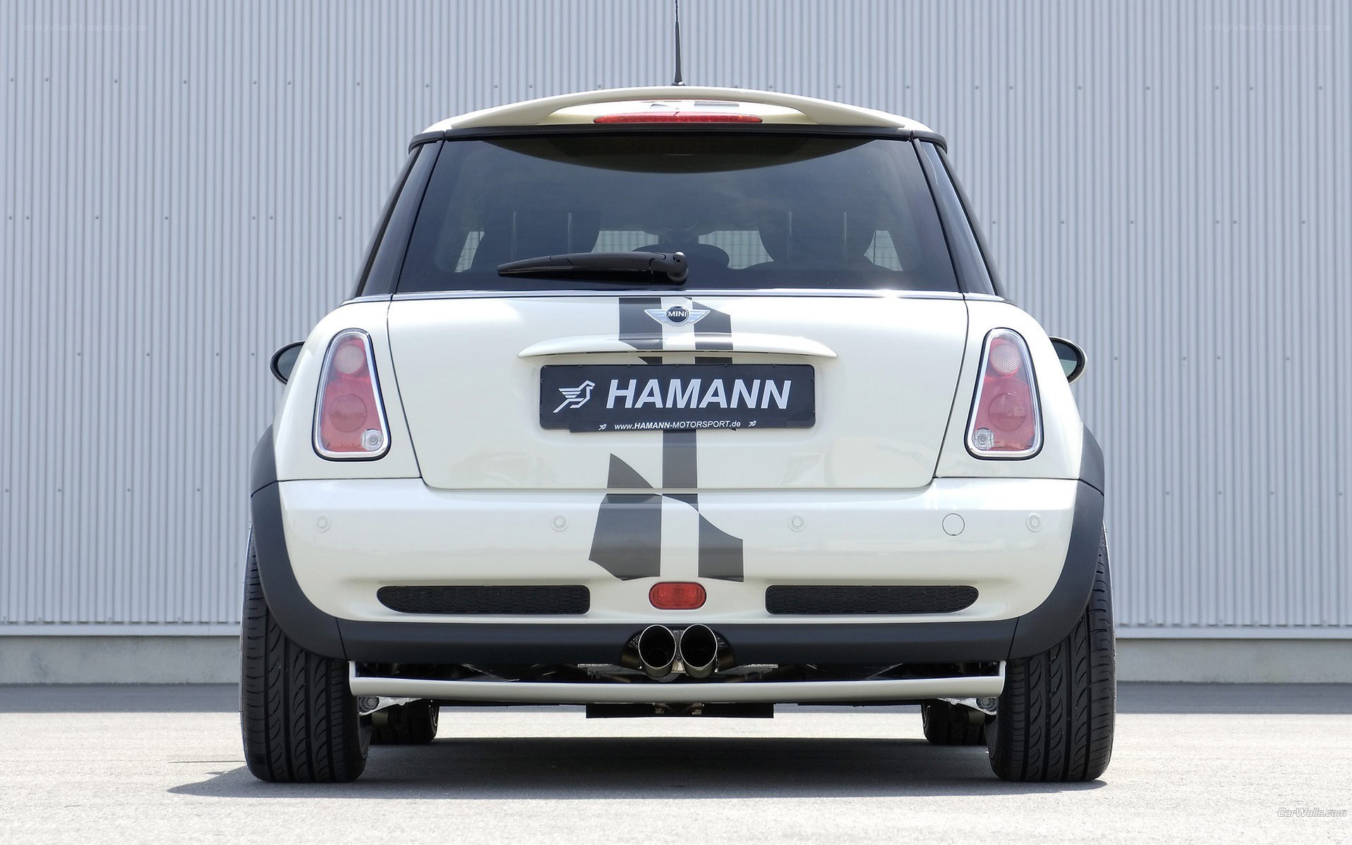 white mini cooper rear view