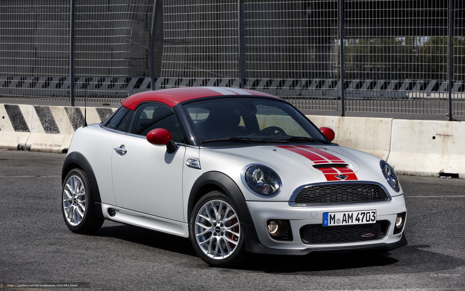 white mini cooper with red accents