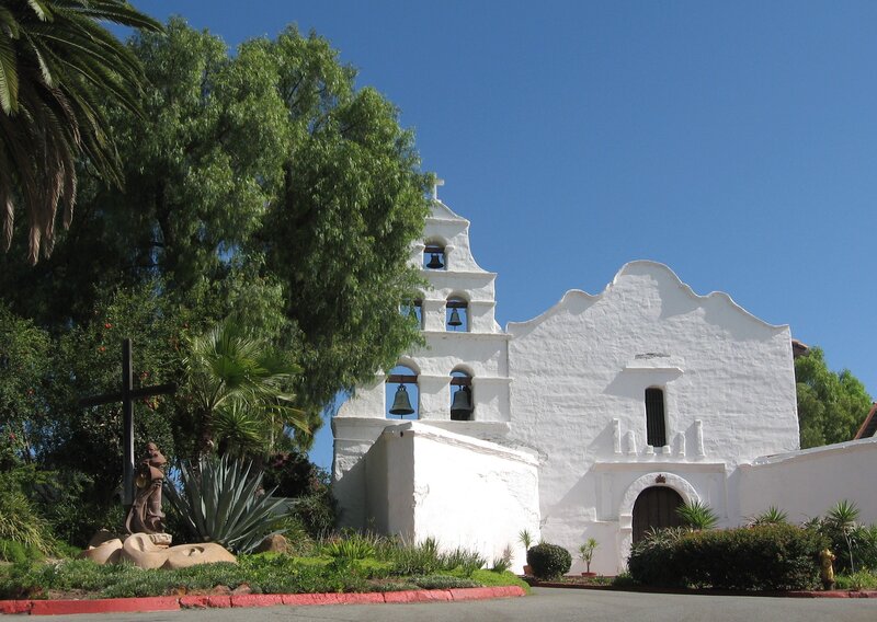 White Mission Church — Serene, Afternoon, Photograph, Bell Tower