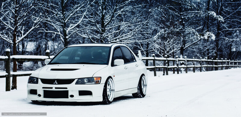White Mitsubishi Lancer — Cold, Serene